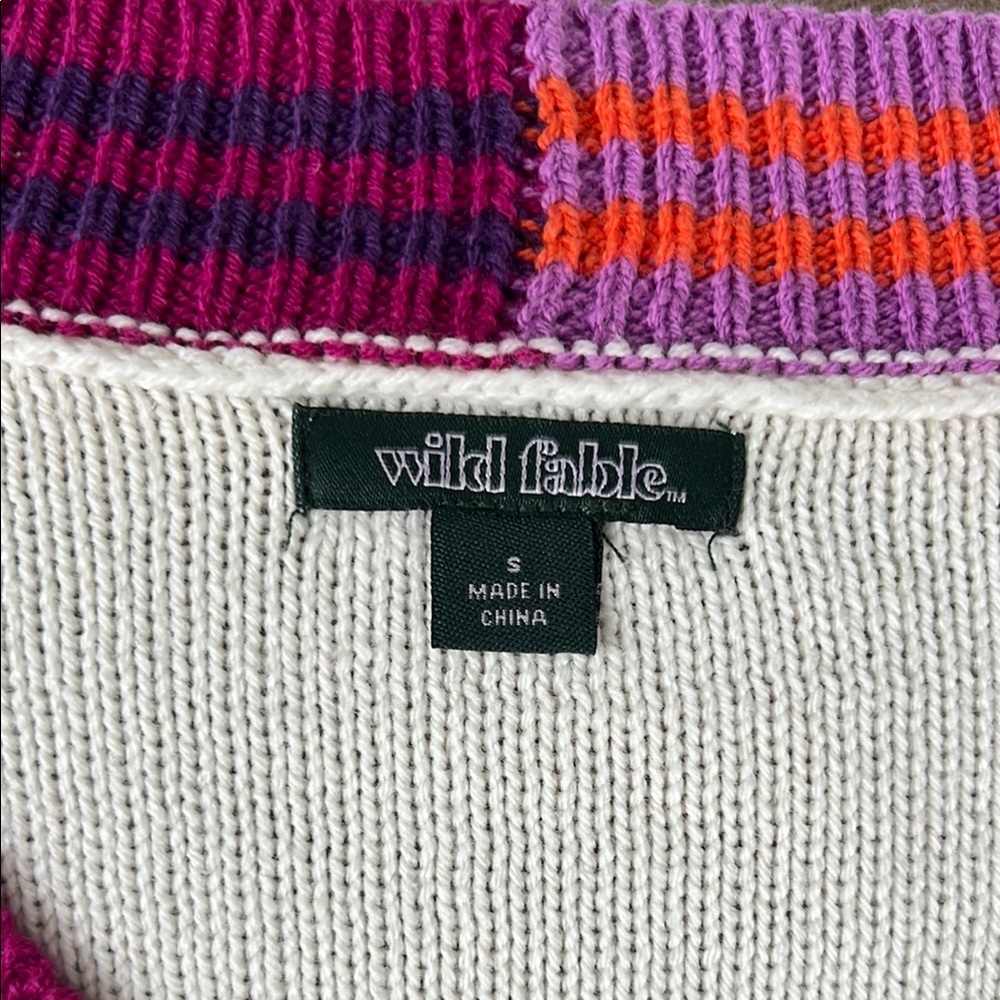 Colorful V-Neck Cable Knit Sweater Vest - Picture 2 of 6
